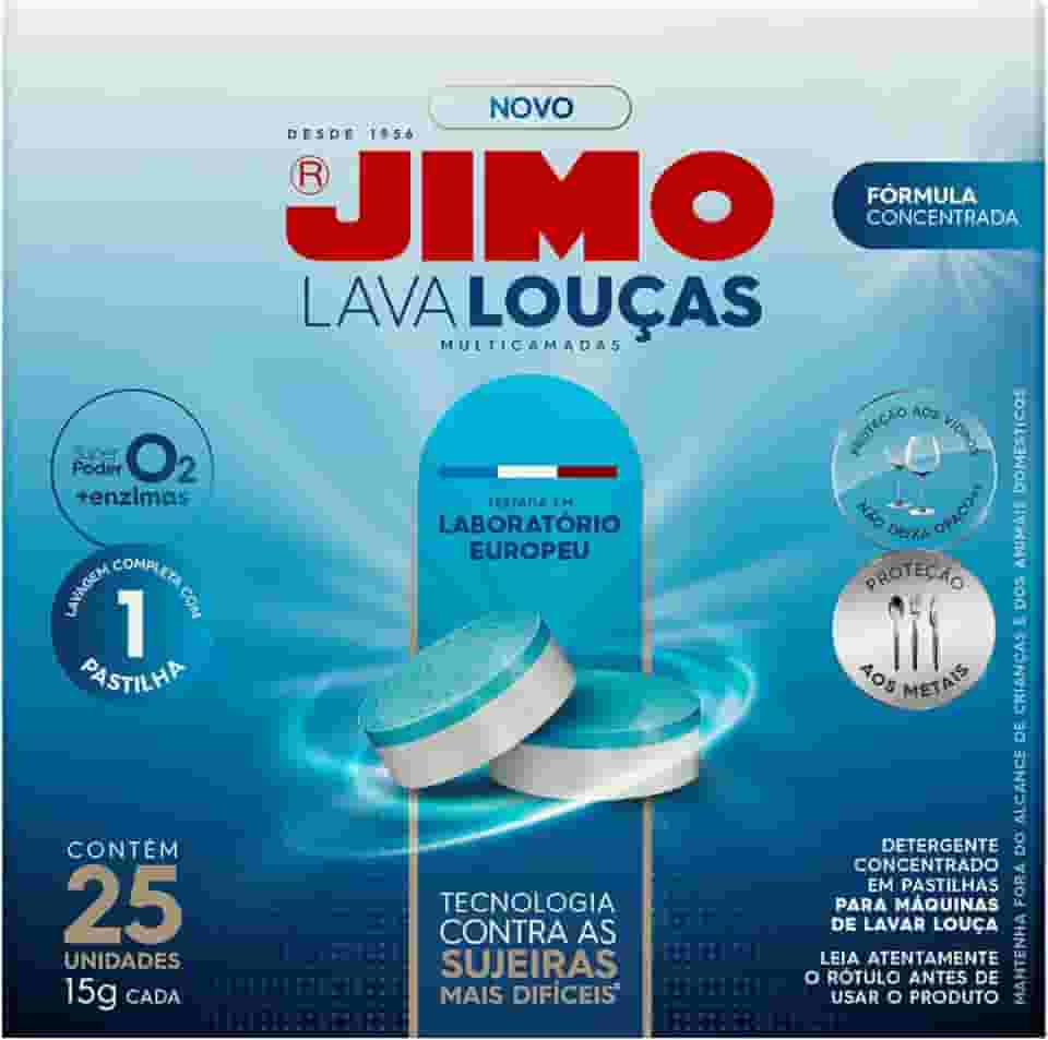 JIMO Lava Louça Multicamadas Detergente Concentrado para Máquinas de Lavar Louças Desengordurante Mais Brilho e Proteção às Louças 25 pastilhas