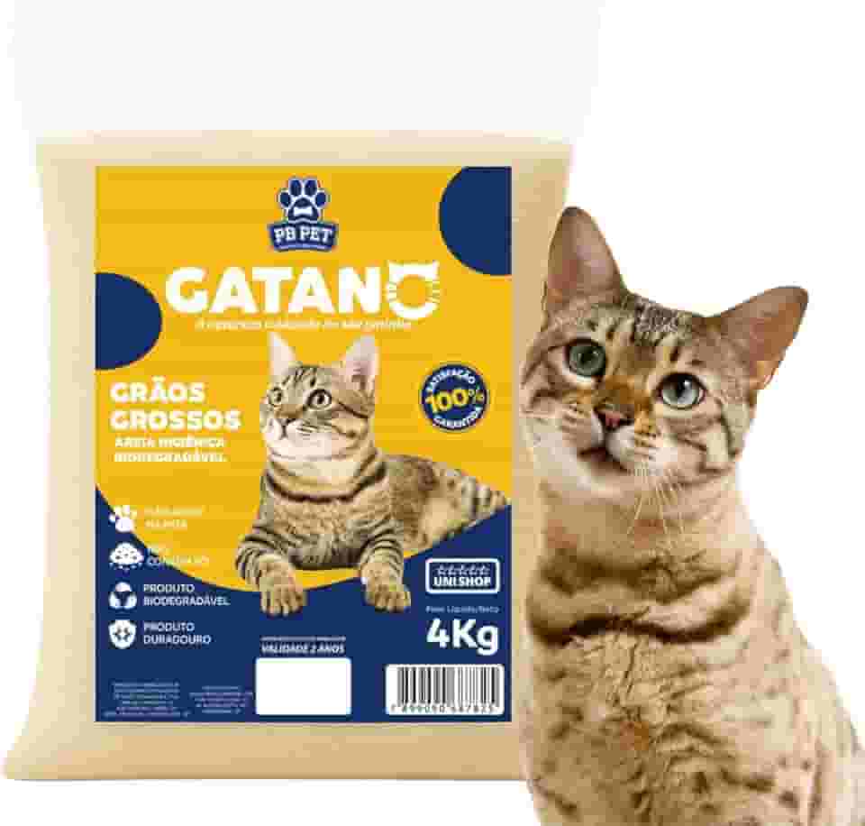 Areia Higiênica 4kg Grãos Grossos Biodegradável 100% Mandioca Para Gato