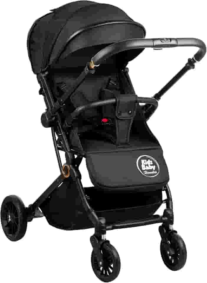 Carrinho de Bebê Passeio Vira Berço Compact com alça reversível Kids Baby Hércules Preto