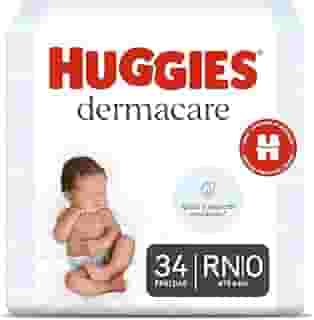 Fralda Huggies Premium Dermacare Tamanho RN - 34 Fraldas Premium com Tecnologia Avançada para Pele Sensível do bebê que ajuda previnir assaduras