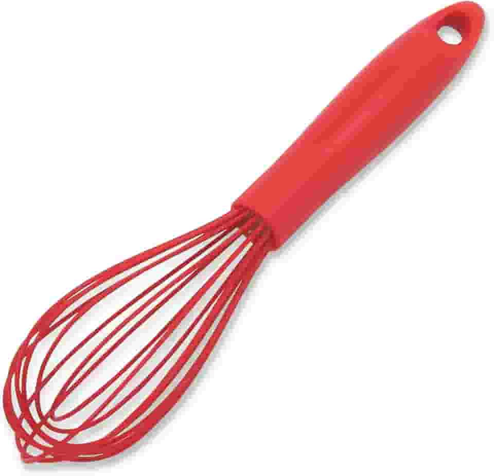 Chef Craft Batedor de arame de silicone vermelho de 27,32 cm