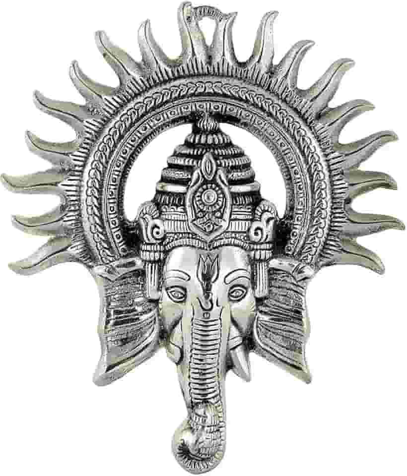 IS4A Parede de ídolo Shri Ganesha prateado para pendurar na porta para Deus da Prosperidade, Boa Sorte e Sucesso Melhor Presente Dipawali Diwali (21,5 cm, prata)