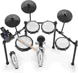 Alesis Nitro Max Kit Bateria eletrónica com remendos silenciosos de malha, caixa de zona dupla de 10', Bluetooth, 440 sons autênticos, aulas Drumeo, USB MIDI, pedal de bombo