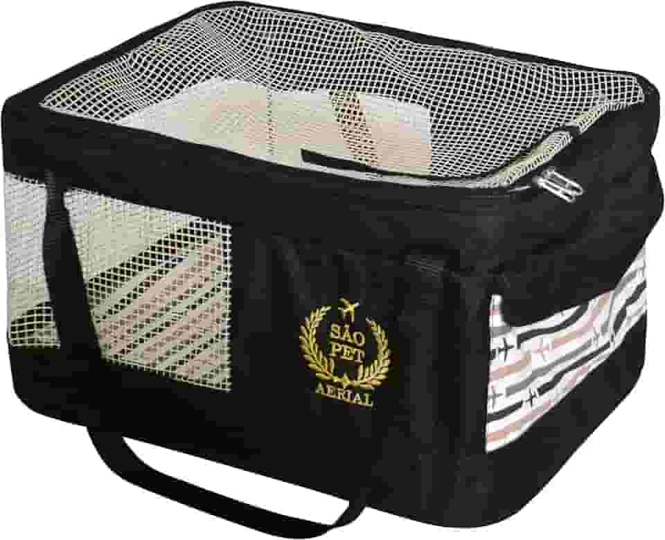 São Pet Bolsa Aerial Para Transporte De Cães E Gatos Em Avião (43X31 5X20 Cm) Preta