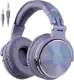 OneOdio Fone de ouvido supra-auricular, fones de ouvido graves com fio e driver de 50 mm, fones de ouvido leves dobráveis com porta de compartilhamento e microfone para gravação, monitoramento,