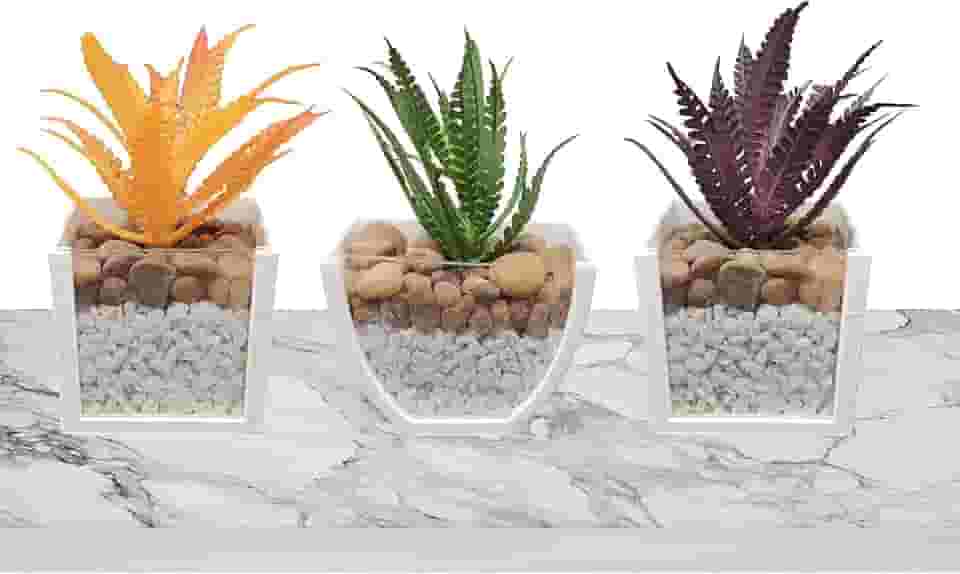 kit com 3 Vasos Arranjos de Plantas Suculentas Artificiais P/Banheiro, otimo para decoração de sua casa