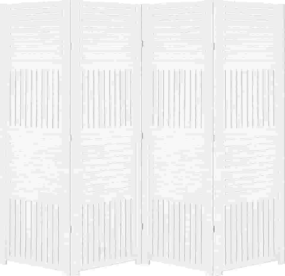 Biombo Pintado Divisoria Separador de Ambiente MDF Preto ou Branco (Branco, 4 Horizontal Vertical)