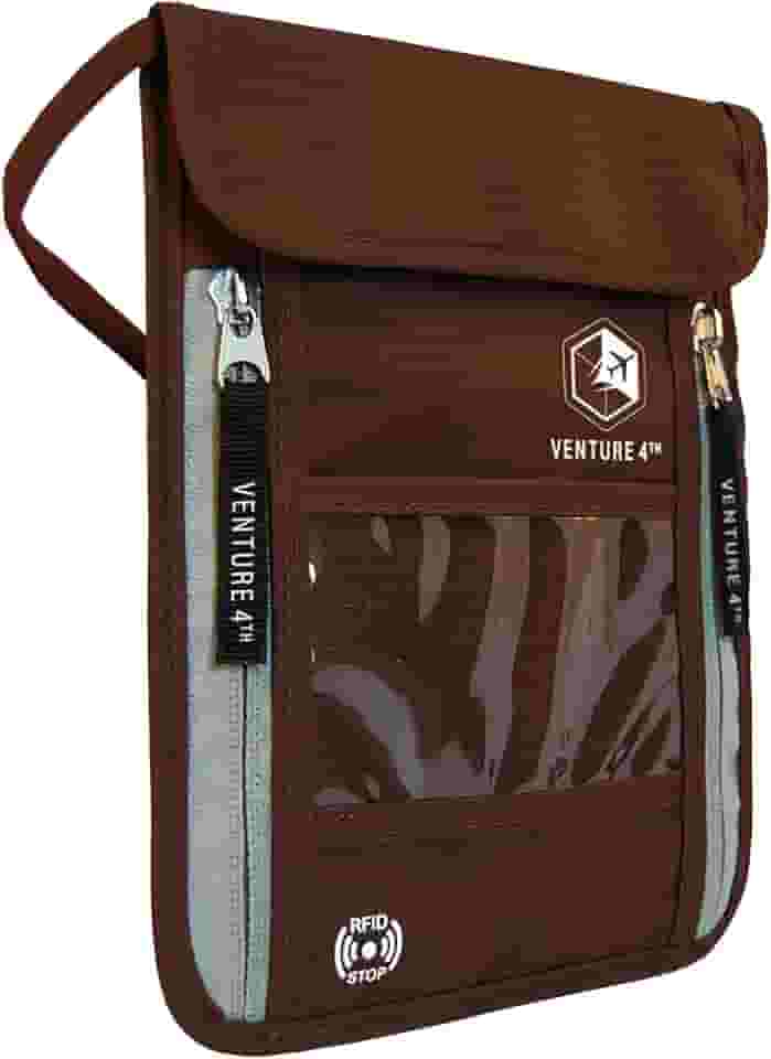 Carteira de pescoço de viagem com bloqueio RFID – Bolsa de pescoço para passaporte para homens e mulheres para manter documentos seguros
