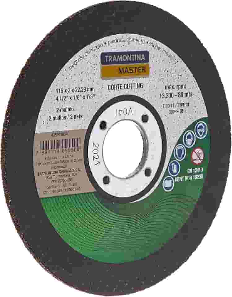 Tramontina 42593004, Disco de Corte para Pedras 4.1/2'', Grãos em Carboneto de Silício