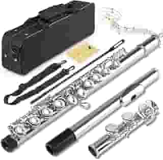 16 Furos C Flauta Chave Fechada, Kit Flauta Transversal Prateada Dó, Flauta Transversal Niquelada 16 Chaves, Flauta de Furo Fechado Banhado a Níquel, Orifício Fechado C 16 Instrumento de Flauta