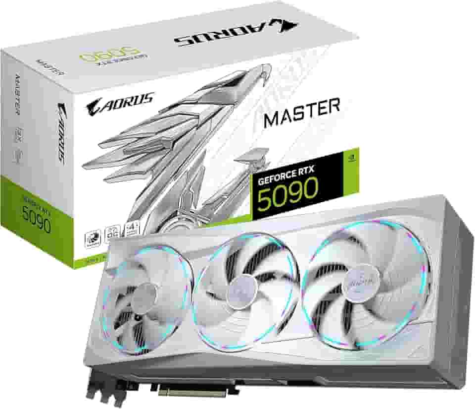 Gigabyte Placa gráfica AORUS GeForce RTX 5090 MASTER ICE 32G - 32GB GDDR7, 512bit, PCI-E 5.0, 2655MHz Core Clock, 3 x DP 2.1a, 1 x HDMI 2.1b, NVIDIA DLSS 4, GV-N5090AORUSM ICE-32GD