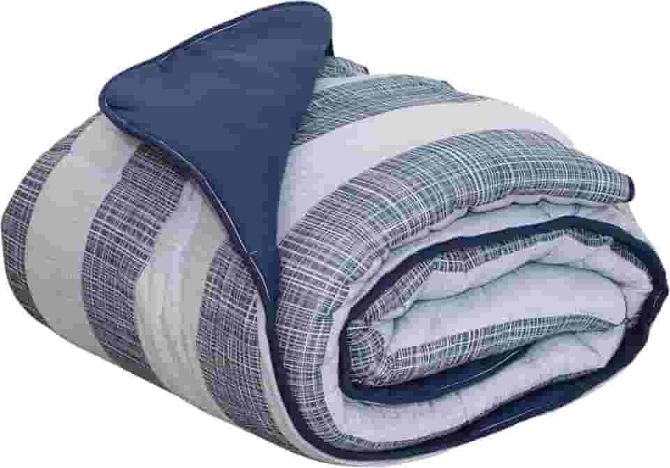 Edredom Estampado 1 Peça Portallar Casa Duo Amsterda/Azul Profundo Solteiro