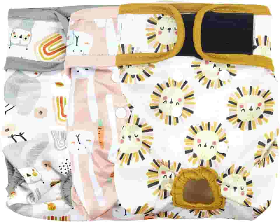 Langsprit Fraldas laváveis para cães fêmeas (pacote com 3) – Fraldas reutilizáveis para cães pequenas, médias e grandes para cachorrinhos fêmeas – Calcinhas altamente absorventes para cães (médias
