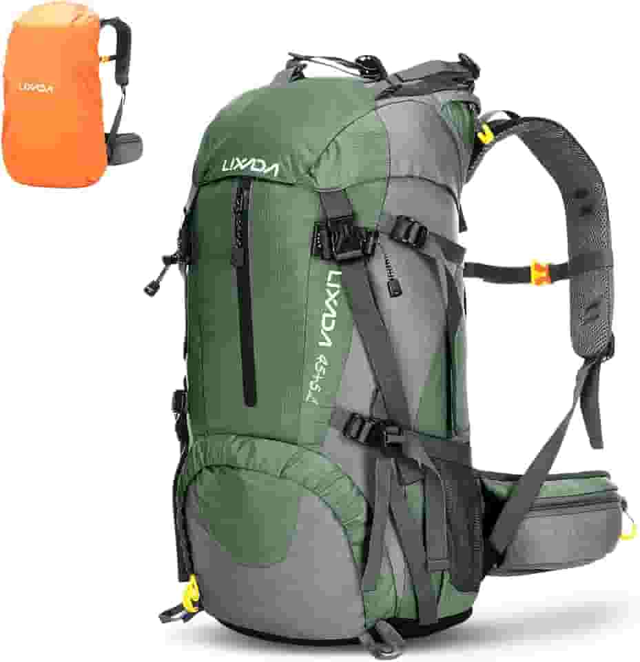ERYUE Mochila de Escalada, 50L Resistente à Água, Desporto ao Ar Livre, Caminhadas, Camping, Viagem, Mochila com Capa de Chuva