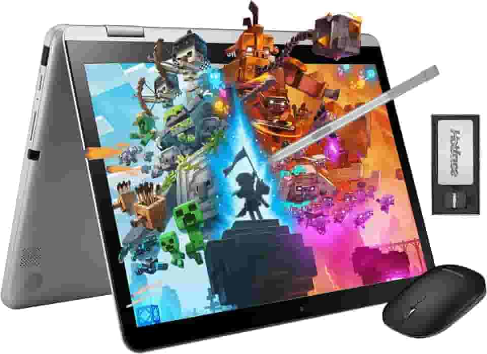 Samsung Chromebook Plus 2 em 1 com tela sensível ao toque FHD de 12,2', Intel Dual-Core, 4GB RAM, 224GB de armazenamento (64GB eMMC + 160GB com dock), caneta stylus, mouse sem fio, prateado