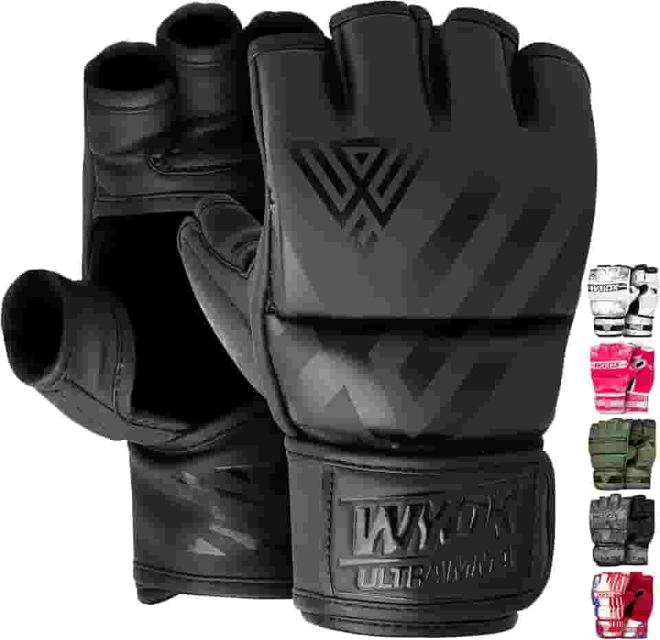 Luvas WYOX MMA para homens e mulheres – Luvas de boxe e luta com design de palma aberta, luvas de treinamento acolchoadas para kickboxing, muay thai, treinos para jovens e saco de pancadas