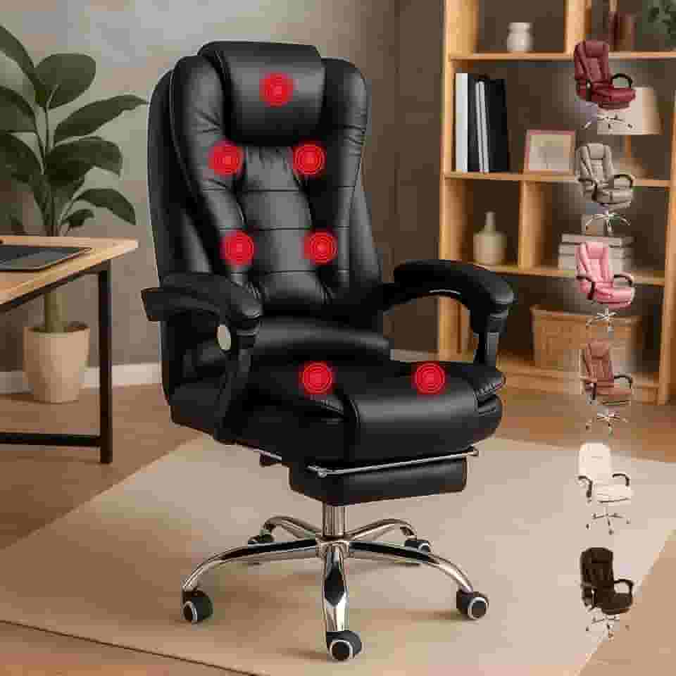 Led Tools - Cadeira de Massagem Presidente Com 7 Pontos Massagem E Apoio Pés (Preto)