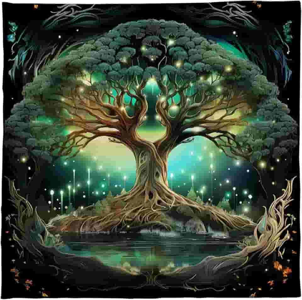 ZHOUSUFEN Trees of Life Altars pano tarôs cartões toalha de mesa cartões adivinhações toalha de mesa tapeçaria quadrada suprimentos de bruxaria, 50 x 50 cm