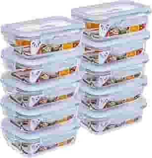 GATO PANDA Potes de Vidro Retangulares com Tampa Hermética, 640ml, Vidro Borossilicato, Kit com 4, 5, 6, 10 ou 12 Unidades (Branco)