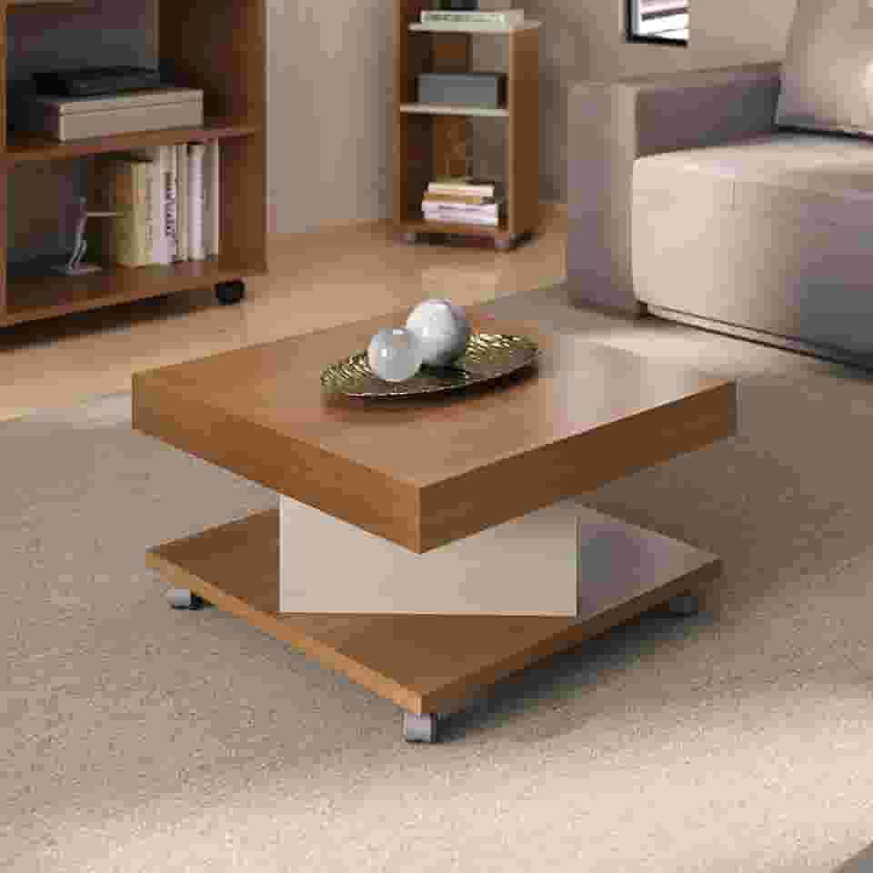 Mesa de Centro com rodizios SAARA cor Cinamomo/Off White - Artely