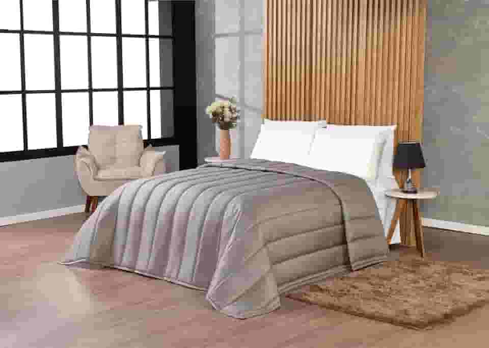 Edredom Micropercal 400 Fios Acetinado Toque Super Macio Solteiro, Casal, Queen e King Size (Avelã, Solteiro)