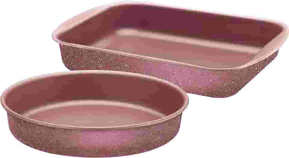 Jogo de Assadeiras Tramontina Brasil em Alumínio com Revestimento Interno e Externo em Antiaderente Starflon Max Rosa 02 Peças