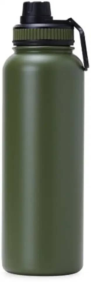 Garrafa Térmica Inox 1,2 Litros Squeeze Academia Agua Gelada (Verde Militar)