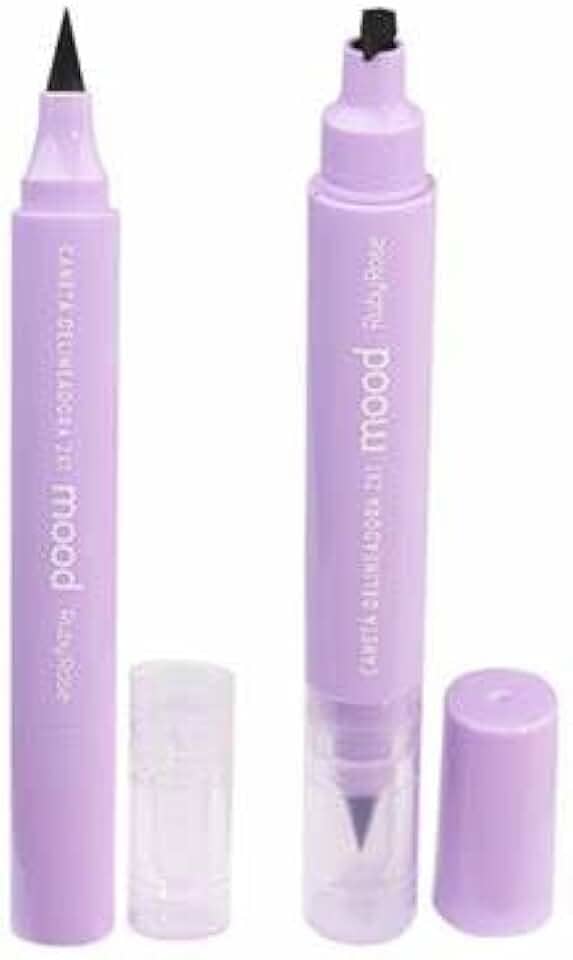 Delineador Carimbo 2 em 1 Ruby Rose - Caneta Delineadora Mood, Preto Intenso, Alta Durabilidade, Praticidade, HB-519