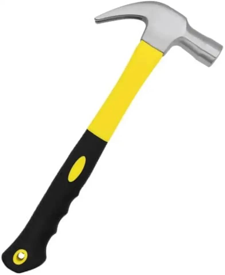 Martelo Unha Cabo de Fibra Emborrachado Cabeça De Aço 33mm 500g - Ferramentas Carpinteiro Profissional (500g)