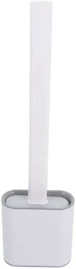 Escova Sanitária de Silicone com Suporte, Design Moderno, Cerdas Flexíveis, Base Autoportante, Branco, 38cm