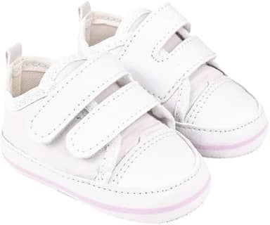 Sapatinho Tênis Duas Pontas Menina Ano Novo Bebê Mania Direto Da Fabrica Batizado Branco Com Rosa