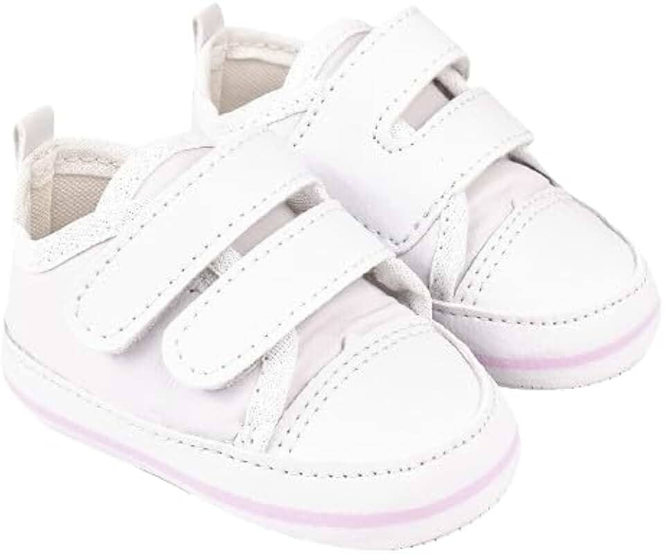 Sapatinho Tênis Duas Pontas Menina Ano Novo Bebê Mania Direto Da Fabrica Batizado Branco Com Rosa