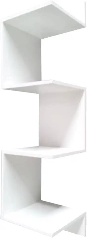 Prateleira de Canto Reto 80 cm, Branco ou Preto, Madeira de Engenharia, Estilo Moderno, Multiuso para Sala, Quarto e Escritório – Kelan