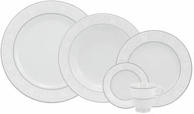 Serviço de Jantar e Café 20 Peças em Porcelana, Modelo Itamaraty, Redondo, Decoração Martha, Porcelana Schmidt