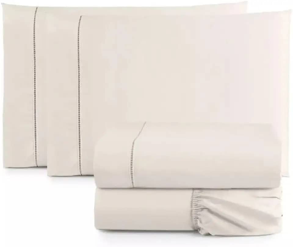 Jogo de Cama Casal King Size Percal 400 Fios Ponto Palito 04 Peças, Antiácaro, Não faz bolinha Toque Extra Macio (Palha)