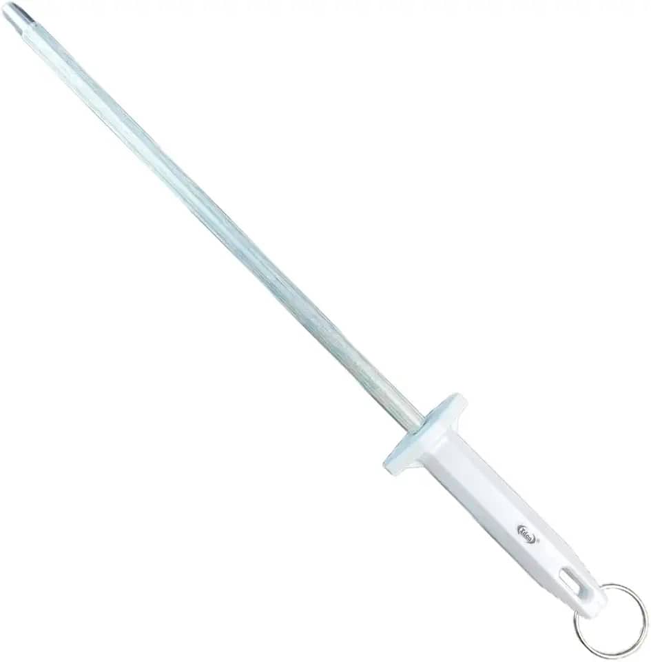 Chaira Profissional em Aço com Revestimento de Cromo, Cabo Ergonômico em Polipropileno com Proteção, Haste Estriada e Lisa