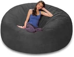 Puff Gigante Redondo Sem Enchimento Em Suede 1.40m P/Sala