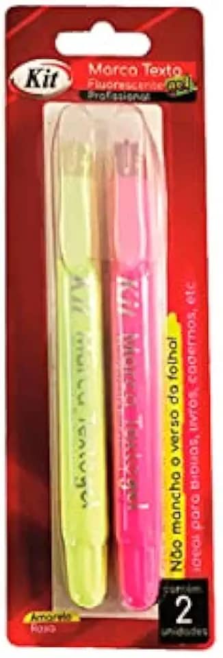Marca Texto Kit Gel Profissional com 2 Amarelo/Rosa, Kit