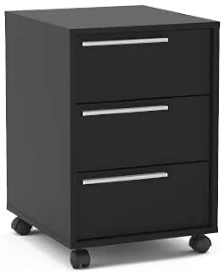 Gaveteiro Maia 3 Gavetas com Rodízios Preto Politorno