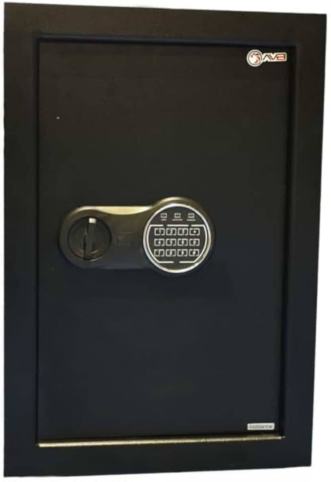 Cofre de Parede Digital AVB, Aço, 57 x 34 x 8 cm, Preto, com Chave de Emergência
