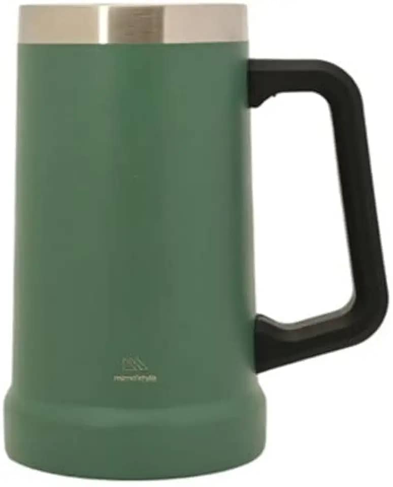 Mimo Style Caneca Térmica Para Cerveja Verde 700Ml Feita Inteiramente em Aço Inoxidável com Alça. Mantém sua Bebida Gelada por 4 Horas e Quente por 4 Horas. Resistente, Durável e Ecológica.
