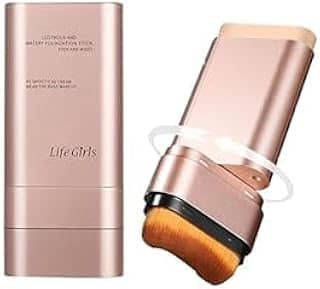 Mrettick Bastão de base antirugas 2 em 1, base de borracha impecável - Bastão de maquiagem leve e hidratante de cabeça dupla com pincel (natural)