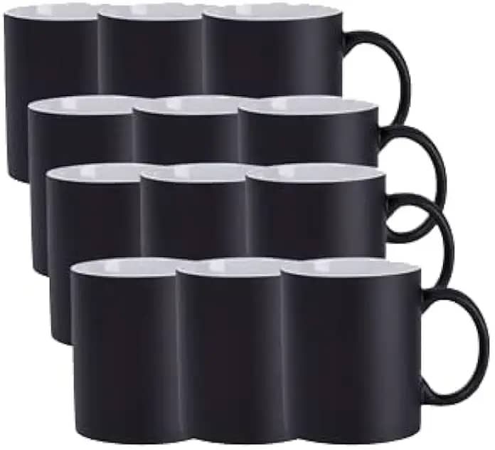 Kit 12 Caneca Para Sublimação Mágica Preto Fosca 325ml Metalnox