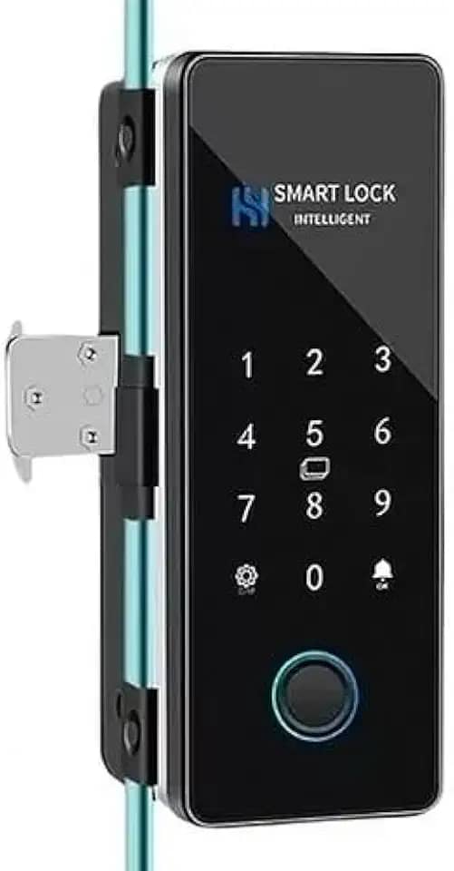 Fechadura Digital Biométrica WiFi para Porta de Vidro, com Impressão Digital, Cartão e Senha, Controle por Aplicativo, Estilo Moderno, para Residências (Vidro com Alvenaria)