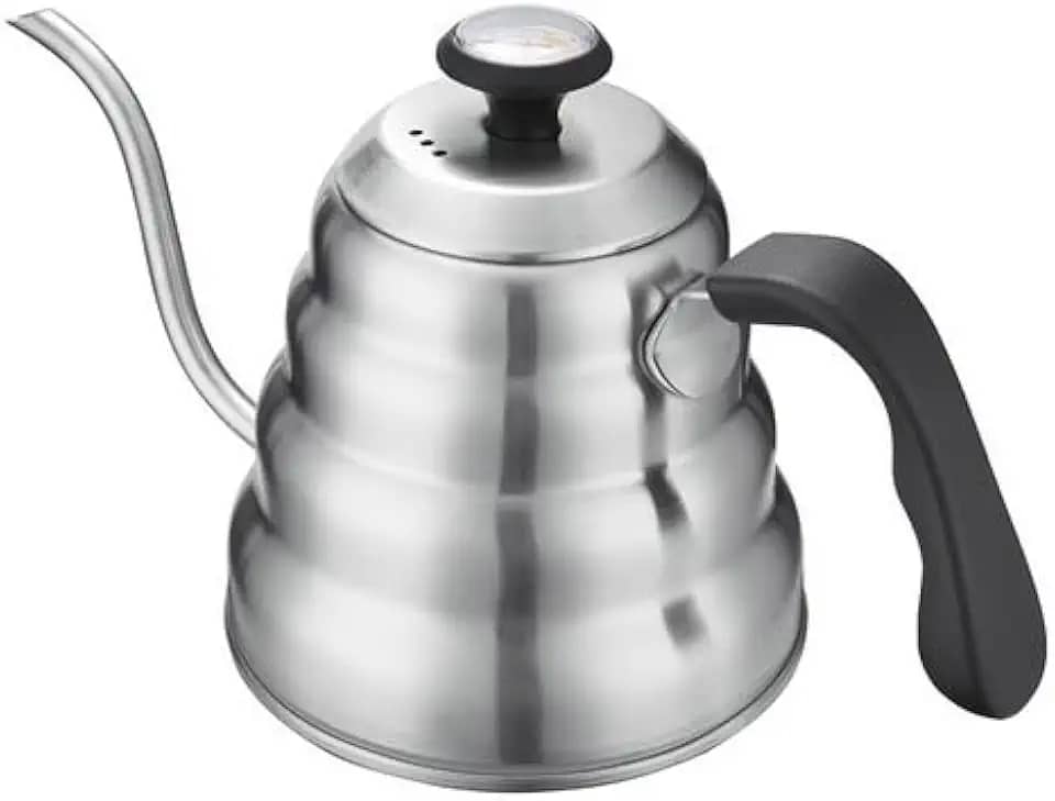 Chaleira Inox 1,2L com Bico de Ganso e Termômetro Integrado para Café Coado e Método Barista