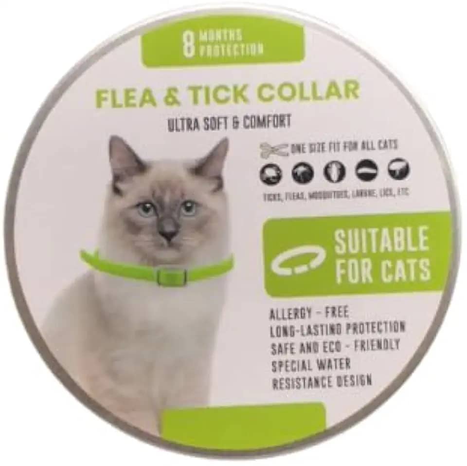 Coleira Antipulgas para Gatos Longa Duração Protege Contra Carrapatos, Mosquitos, Larvas, Pulgas e Piolhos Ultra Macio e Confortável 8 meses de Proteção