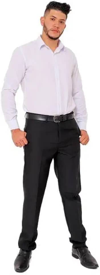 Calça Social Preto Calça de Terno com Fechamento de Colchete de Gancho e Zíper tecido Oxford