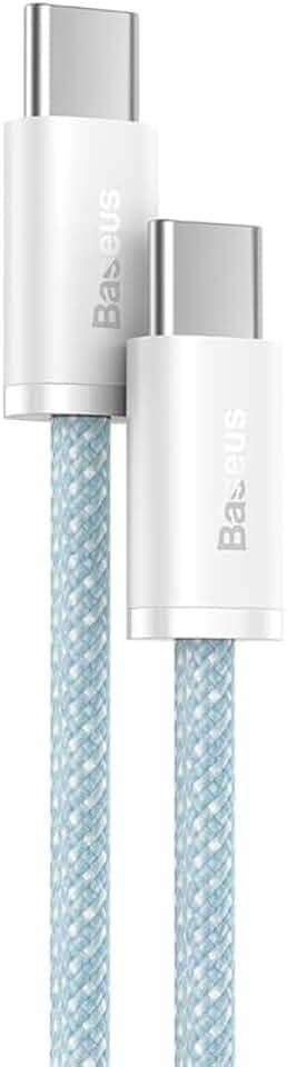 Cabo Baseus Dynamic Usb-c Compatível com iPhone 15 /Compatível com iPad/Compatível com Macbook Nylon 5a 100w (Type C/Type C, Azul, 1m)