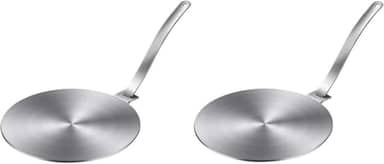 Kit Com 02 Chapas Adaptador De Fogão De Indução 20cm Em Aço Inox Premium Resistente Aceita Qualquer Tipo De Panela E Fogão