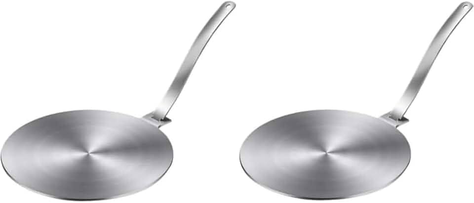 Kit Com 02 Chapas Adaptador De Fogão De Indução 20cm Em Aço Inox Premium Resistente Aceita Qualquer Tipo De Panela E Fogão